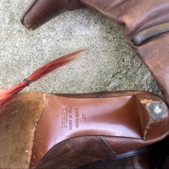 Vintage y2k Fendi bronze knee high strapy boots - Picture 8 of 9